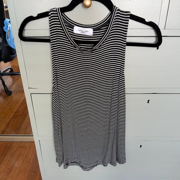 Carly Jean Los Angeles Tops - CJLA Black and White Striped Tank Top